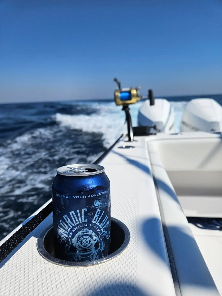 Drinking Nordic Blue Water on a Boat